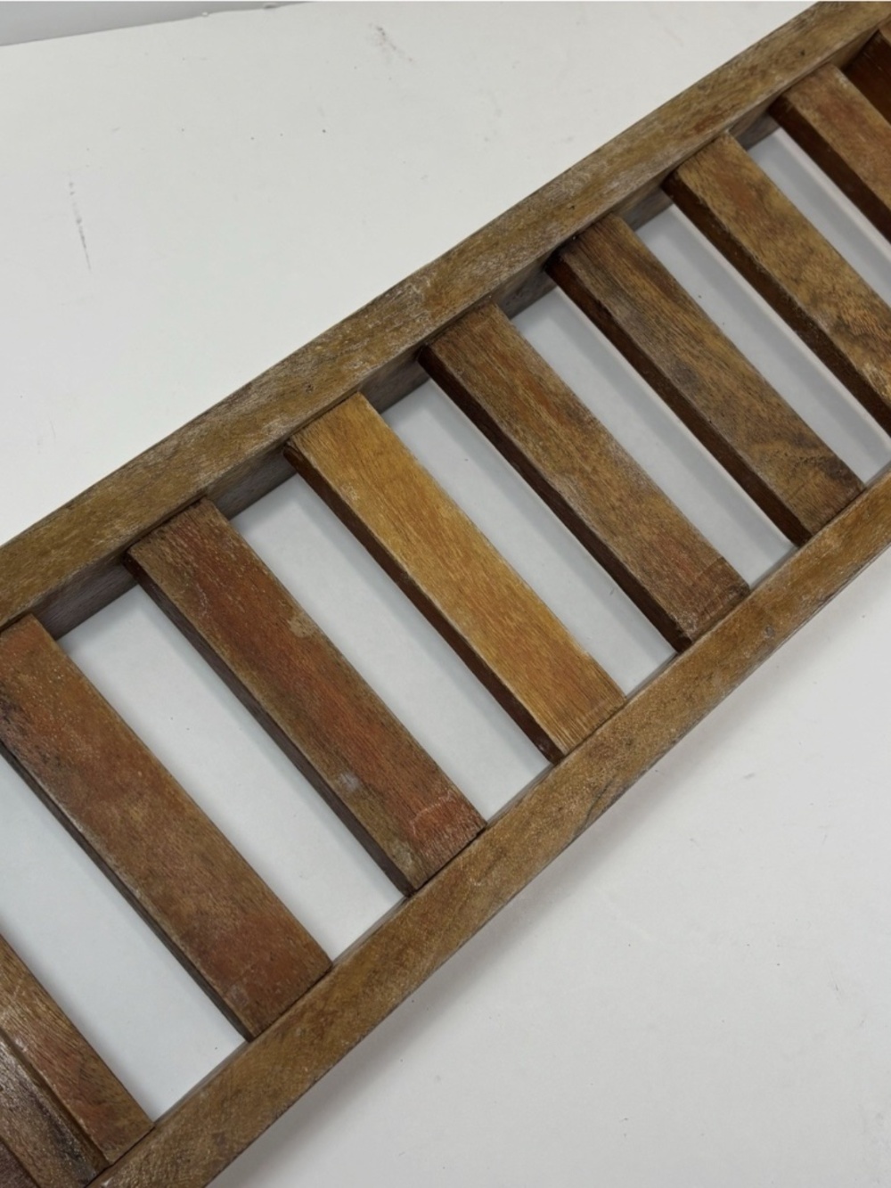 Anthropologie Wood Bath Caddy- Marble Stone Inlay- Made In India- 27” Floral - Picture 10 of 11